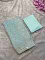Ethnic Festive Traditional Dusty Pastel Blue Georgette Saree