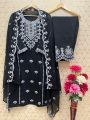Authentic Ethnic Festive Black Roman Silk Straight Suit