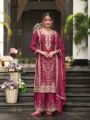 Authentic Traditional Ethnic Deep Magenta Chinnon Plazo Suit