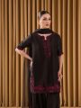 Authentic Elegant Traditional Black Crepe Farshi Plazo Suit