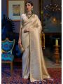 Elegant Golden Soft Lichi Silk Saree with Intricate Zari Weave