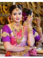 Radiant Pink & Purple Soft Lichi Silk Saree