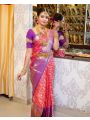 Radiant Pink & Purple Soft Lichi Silk Saree