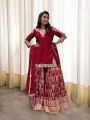 Ethnic Elegant Festive Maroon Georgette Sharara Suit