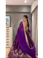 Royal Purple Heavy Chinon Silk Embroidered Designer Lehanga Set
