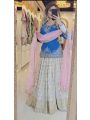 Royal Blue & Ivory Heavy Chinon Silk Designer Lehanga Set