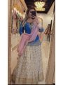 Royal Blue & Ivory Heavy Chinon Silk Designer Lehanga Set