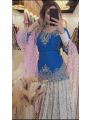Royal Blue & Ivory Heavy Chinon Silk Designer Lehanga Set