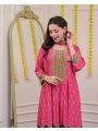 Elegant Rani Pink Chinnon Festive Anarkali Suit