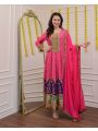 Elegant Rani Pink Chinnon Festive Anarkali Suit