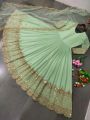 Ethnic Festive Traditional Mint Green Embroidered Anarkali Gown Suit