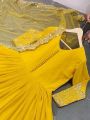 Ethnic Traditional Mustard Yellow Embroidered Anarkali Gown Suit