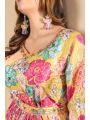 Ethnic Traditional Mustard Yellow Chinnon Silk long Anarkali Style Gown