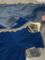 Elegant Festive Navy Blue Embroidered Anarkali Gown Suit