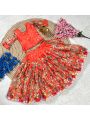 Ethnic Traditional Orange Dola Silk Kids Lehanga Set