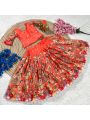 Ethnic Traditional Orange Dola Silk Kids Lehanga Set