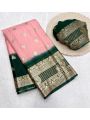 Elegant Festive Peach Pure Viscose Georgette Saree