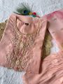 Ethnic Festival Peach Roman Silk Straight Suit
