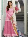 Traditional soft Pink Rayon Cotton Pakistani Plazo Suit