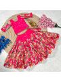 Elegant Traditional Pink Dola  Silk Kids Lehanga Set