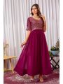 Ethnic Traditional Rani Pink Anarkali Gown Suit