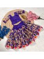 Elegant Traditional Purple Dola Silk Kids Lehanga Set