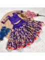 Elegant Traditional Purple Dola Silk Kids Lehanga Set