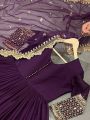 Elegant Traditional Purple Embroidered Anarkali Gown Suit