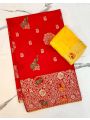 Ethnic Elegant Festive Red Pure Dola Silk Saree