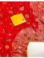 Ethnic Elegant Festive Red Pure Dola Silk Saree