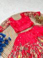 Elegant Traditional Red Dola Silk Kids Lehanga Set
