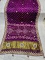 Authentic Traditional  Royal Purple Pure Gaji Silk Bandhani Saree
