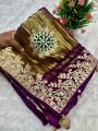 Authentic Traditional  Royal Purple Pure Gaji Silk Bandhani Saree