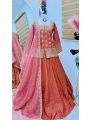Elegant Festive Rust Peach Shimmer Silk Lehanga Suit