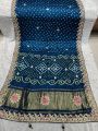 Traditiional Festive Teal Blue Pure Gaji Silk Bhandani Saree