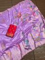 Pure Soft Banarasi Lavender Khadi Georgette Saree