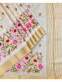 Tussar Silk Saree With Beige / Gold Resham Embroidery