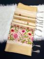 Tussar Silk Saree With Beige / Gold Resham Embroidery
