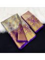 Bridal Kanjivaram Olive and Purple Silk Saree