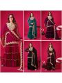 Maroon Faux Georgette Ruffled Sharara Suit with Embroidered Dupatta