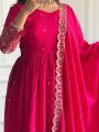 Elegant Festival Rani Pink Vichitra Silk Anarkali Suit