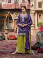 Authentic Elegant Festive Purple Chinnon Silk Plazo Suit