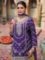 Authentic Elegant Festive Purple Chinnon Silk Plazo Suit