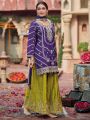 Authentic Elegant Festive Purple Chinnon Silk Plazo Suit