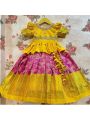 Elegant Traditional Yellow & Pink Cotton Silk Kids Lehanga Set
