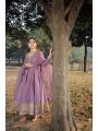 Elegant Traditional Lavender Roman Silk Anarkali Suit