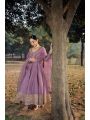 Elegant Traditional Lavender Roman Silk Anarkali Suit