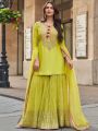 Ethnic Festive Lime Green Georgette Embroidered Plazo Suit