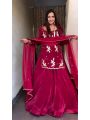 Deep Maroon Natural Crepe Silk Lehanga Set 