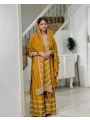 Authentic Traditional Festive Mustard Chinnon Silk Plazo Suit